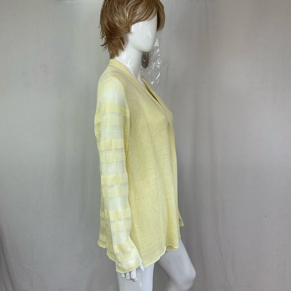NEW Eileen Fisher Yellow Linen Shadow Stripe Knit Open Front Cardigan Top Set XL - Picture 4 of 15